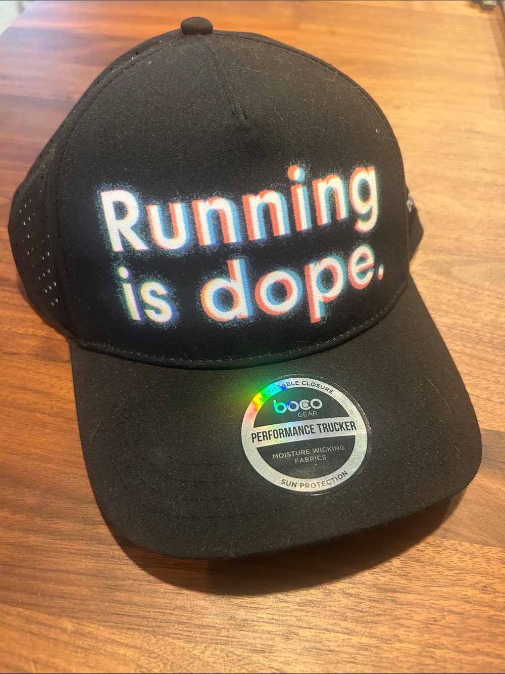 BOCO Gear 'Running is Dope' Black Performance Trucker Hat